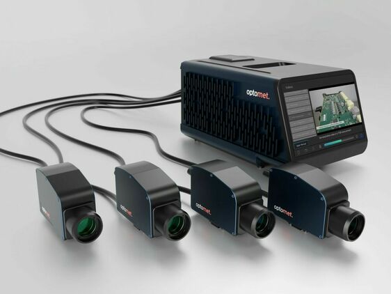 SMART Multi-Fiber system with four connected fiber-optic measurement heads shown in a typical multi-point configuration.